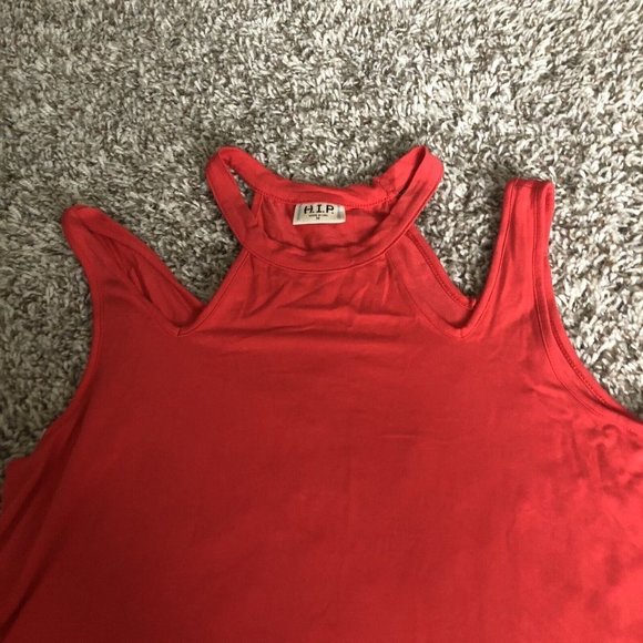 H.I.P. Long Sleeve Red Detail Neck Cold Shoulder Large Medium Shirt - Picture 3 of 12